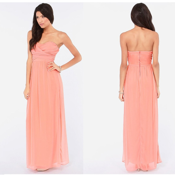 Lulus Dresses & Skirts - lulus peach coral strapless formal gown maxi dress